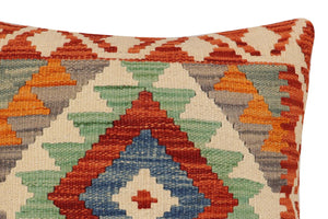 handmade Traditional Pillow Rust Blue Hand-Woven SQUARE 100% WOOL Hand woven turkish pillow2 x 2
