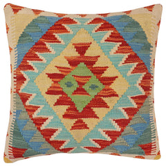 handmade Traditional Pillow Rust Blue Hand-Woven SQUARE 100% WOOL  Hand woven turkish pillow  PILLOW