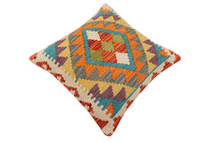 handmade Traditional Pillow Rust Blue Hand-Woven SQUARE 100% WOOL Hand woven turkish pillow2 x 2