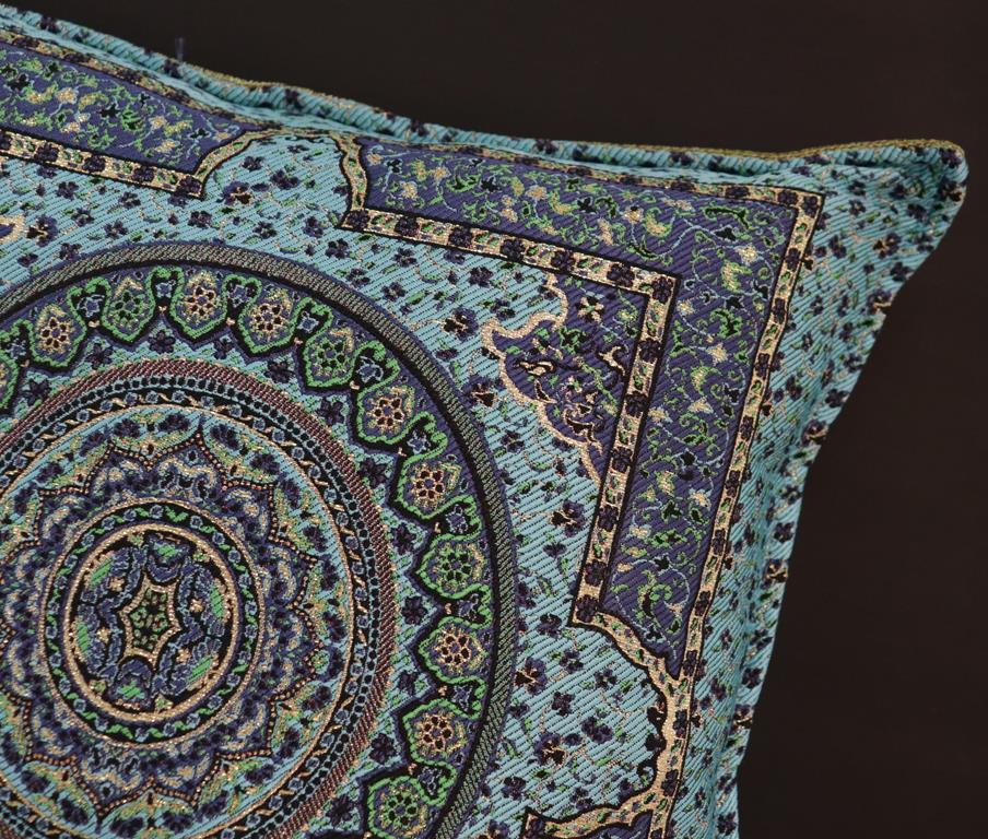 handmade Geometric Pillow Blue Green Handmade RECTANGLE throw pillow 2X2