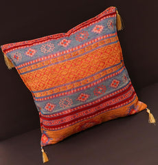 handmade Geometric Pillow Orange Green Handmade RECTANGLE throw pillow 2 x 2